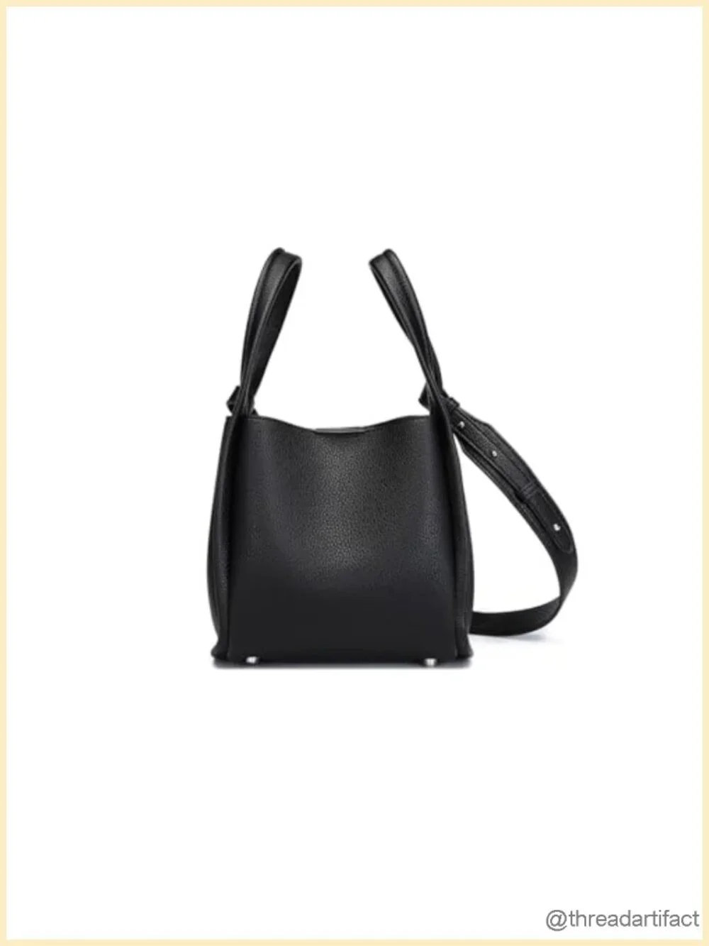 Mini Faux Leather Bucket Crossbody Bag with Top Handle Adjustable Strap